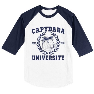 Capybara University Funny Capybara Meme Lover Baseball Sleeve Shirt