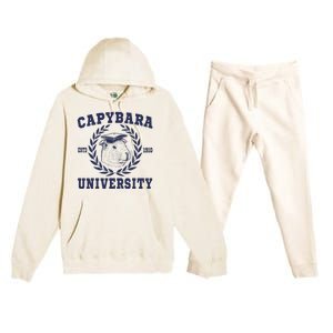 Capybara University Funny Capybara Meme Lover Premium Hooded Sweatsuit Set