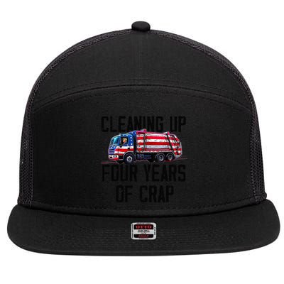 Cleaning Up Four Years Of Crap Funny Trump Garbage Truck 7 Panel Mesh Trucker Snapback Hat