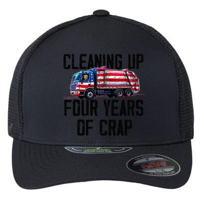 Cleaning Up Four Years Of Crap Funny Trump Garbage Truck Flexfit Unipanel Trucker Cap