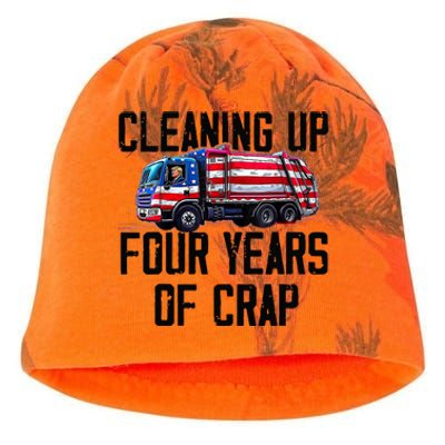 Cleaning Up Four Years Of Crap Funny Trump Garbage Truck Kati - Camo Knit Beanie