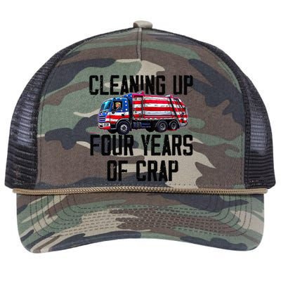 Cleaning Up Four Years Of Crap Funny Trump Garbage Truck Retro Rope Trucker Hat Cap