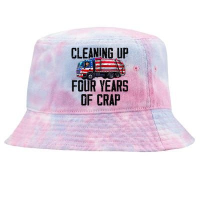 Cleaning Up Four Years Of Crap Funny Trump Garbage Truck Tie-Dyed Bucket Hat