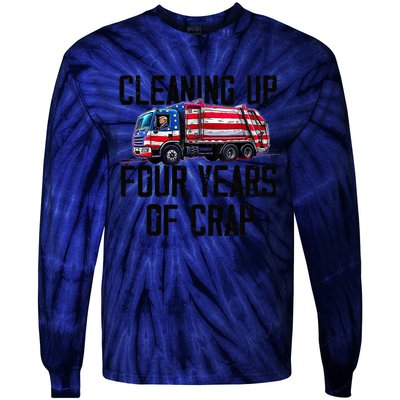 Cleaning Up Four Years Of Crap Funny Trump Garbage Truck Tie-Dye Long Sleeve Shirt