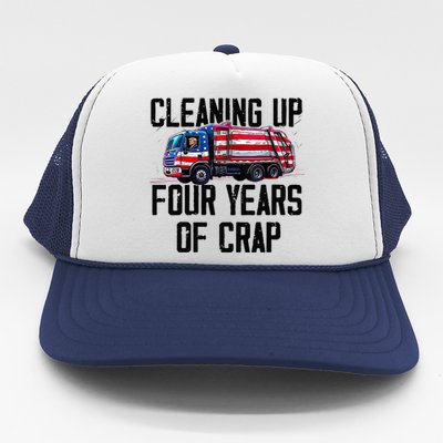 Cleaning Up Four Years Of Crap Funny Trump Garbage Truck Trucker Hat