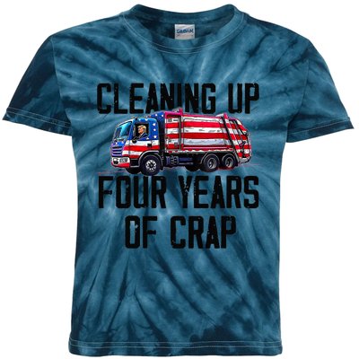 Cleaning Up Four Years Of Crap Funny Trump Garbage Truck Kids Tie-Dye T-Shirt