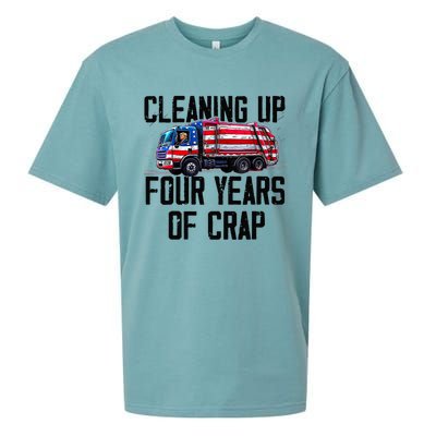 Cleaning Up Four Years Of Crap Funny Trump Garbage Truck Sueded Cloud Jersey T-Shirt