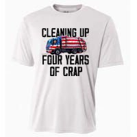 Cleaning Up Four Years Of Crap Funny Trump Garbage Truck Cooling Performance Crew T-Shirt