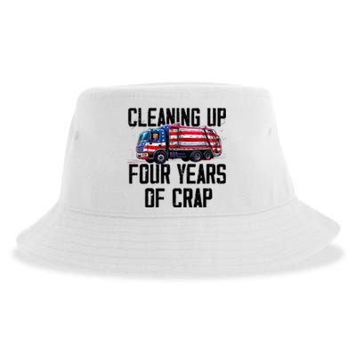 Cleaning Up Four Years Of Crap Funny Trump Garbage Truck Sustainable Bucket Hat