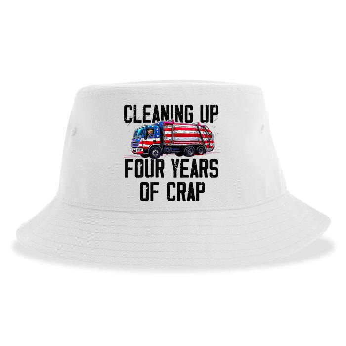 Cleaning Up Four Years Of Crap Funny Trump Garbage Truck Sustainable Bucket Hat