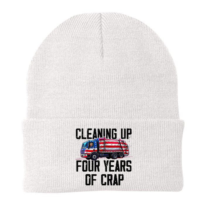 Cleaning Up Four Years Of Crap Funny Trump Garbage Truck Knit Cap Winter Beanie