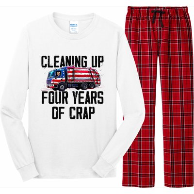 Cleaning Up Four Years Of Crap Funny Trump Garbage Truck Long Sleeve Pajama Set