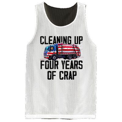 Cleaning Up Four Years Of Crap Funny Trump Garbage Truck Mesh Reversible Basketball Jersey Tank