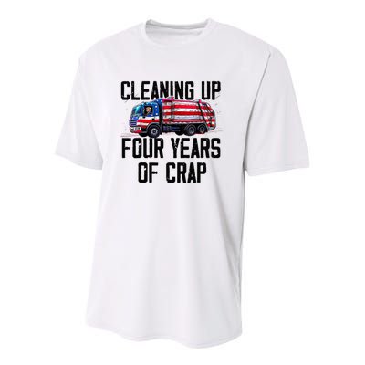 Cleaning Up Four Years Of Crap Funny Trump Garbage Truck Youth Performance Sprint T-Shirt