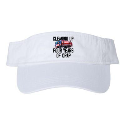 Cleaning Up Four Years Of Crap Funny Trump Garbage Truck Valucap Bio-Washed Visor