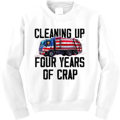 Cleaning Up Four Years Of Crap Funny Trump Garbage Truck Kids Sweatshirt