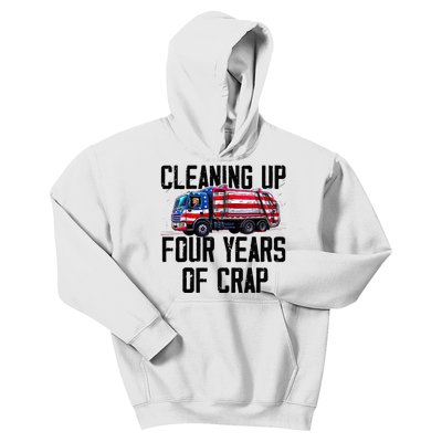 Cleaning Up Four Years Of Crap Funny Trump Garbage Truck Kids Hoodie