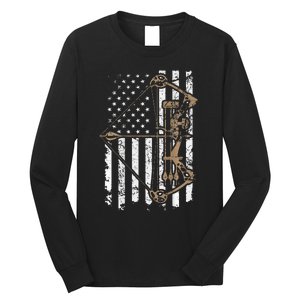 Camo Usa Flag Archery Compound Bow Bow Hunter Long Sleeve Shirt