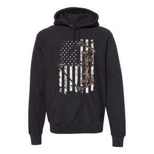 Camo Usa Flag Archery Compound Bow Bow Hunter Premium Hoodie