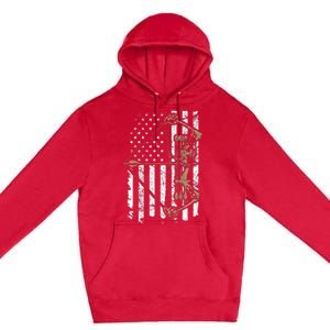 Camo Usa Flag Archery Compound Bow Bow Hunter Premium Pullover Hoodie