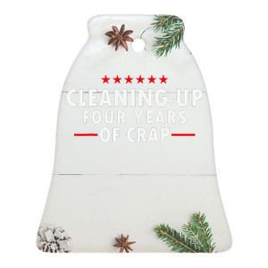 Cleaning Up Four Years Of Crap Funny Trump Ceramic Bell Ornament