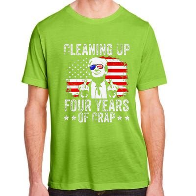 Cleaning Up Four Years Of Crap Funny Usa Flag Trump Garbage Adult ChromaSoft Performance T-Shirt