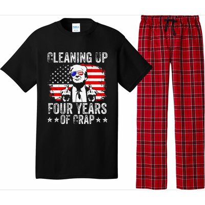 Cleaning Up Four Years Of Crap Funny Usa Flag Trump Garbage Pajama Set