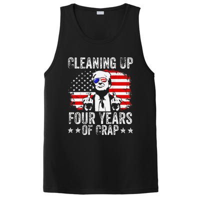 Cleaning Up Four Years Of Crap Funny Usa Flag Trump Garbage PosiCharge Competitor Tank