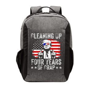 Cleaning Up Four Years Of Crap Funny Usa Flag Trump Garbage Vector Backpack