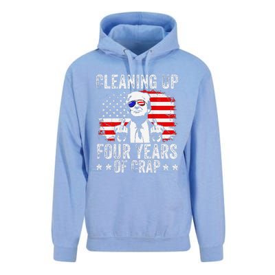 Cleaning Up Four Years Of Crap Funny Usa Flag Trump Garbage Unisex Surf Hoodie