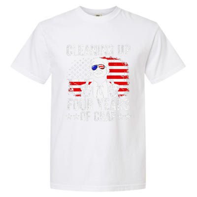 Cleaning Up Four Years Of Crap Funny Usa Flag Trump Garbage Garment-Dyed Heavyweight T-Shirt