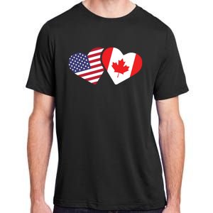 Canada USA Flag Heart Canadian Americans Love Cute Adult ChromaSoft Performance T-Shirt