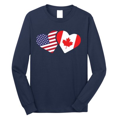 Canada USA Flag Heart Canadian Americans Love Cute Long Sleeve Shirt