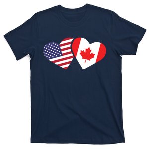 Canada USA Flag Heart Canadian Americans Love Cute T-Shirt