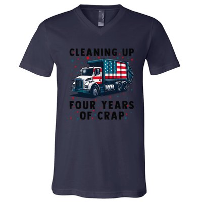 Cleaning Up Four Years Of Crap Trump Garbage Truck V-Neck T-Shirt