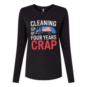 Cleaning Up Four Years Of Crap Funny Trump Garbage Truck Womens Cotton Relaxed Long Sleeve T-Shirt