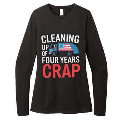 Cleaning Up Four Years Of Crap Funny Trump Garbage Truck Womens CVC Long Sleeve Shirt