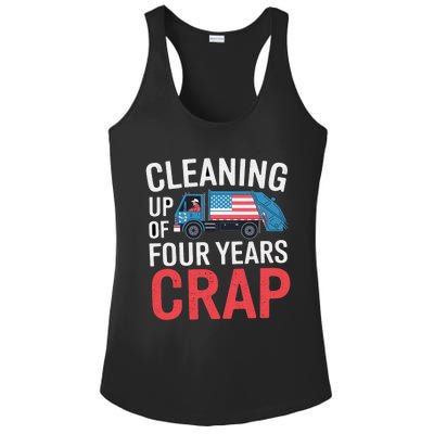 Cleaning Up Four Years Of Crap Funny Trump Garbage Truck Ladies PosiCharge Competitor Racerback Tank