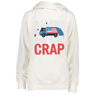 Cleaning Up Four Years Of Crap Funny Trump Garbage Truck Womens Funnel Neck Pullover Hood