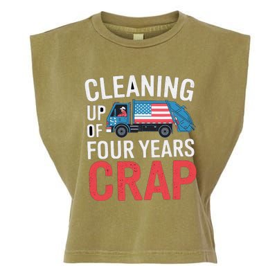 Cleaning Up Four Years Of Crap Funny Trump Garbage Truck Garment-Dyed Women's Muscle Tee