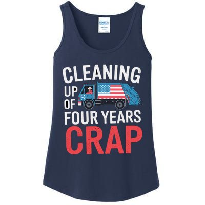 Cleaning Up Four Years Of Crap Funny Trump Garbage Truck Ladies Essential Tank