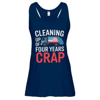 Cleaning Up Four Years Of Crap Funny Trump Garbage Truck Ladies Essential Flowy Tank