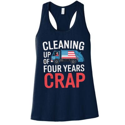 Cleaning Up Four Years Of Crap Funny Trump Garbage Truck Women's Racerback Tank