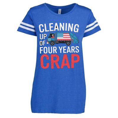 Cleaning Up Four Years Of Crap Funny Trump Garbage Truck Enza Ladies Jersey Football T-Shirt