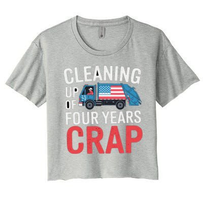 Cleaning Up Four Years Of Crap Funny Trump Garbage Truck Women's Crop Top Tee