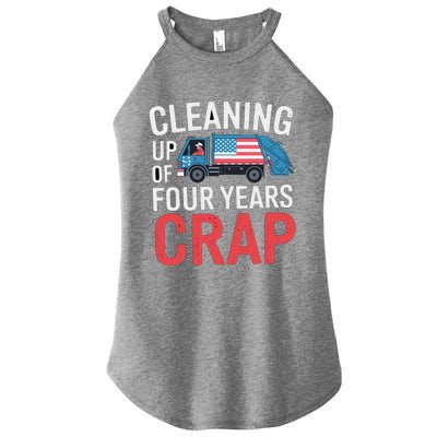 Cleaning Up Four Years Of Crap Funny Trump Garbage Truck Women's Perfect Tri Rocker Tank