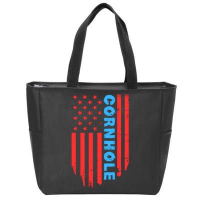 Cornhole Us Flag Zip Tote Bag