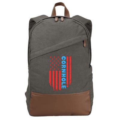 Cornhole Us Flag Cotton Canvas Backpack