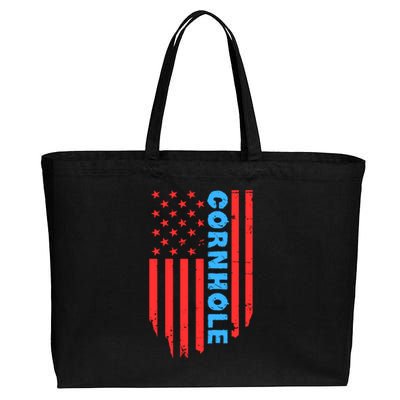 Cornhole Us Flag Cotton Canvas Jumbo Tote