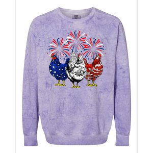 Chicken Usa Flag Patriotic Lover 4th Of July Colorblast Crewneck Sweatshirt